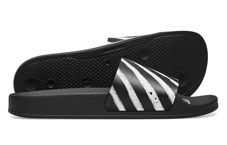 Off-White Spray Stripe Slider 'Black White' OMIA087S19C220371001