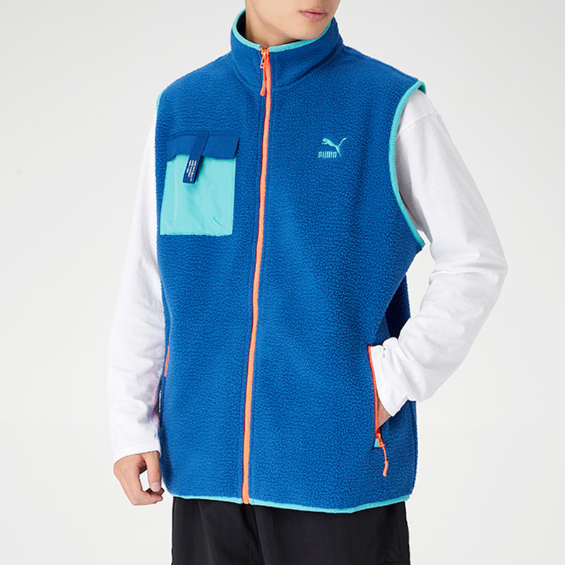 PUMA XTG Trail Fleece Full Zip Pocket Vest 'Blue Orange' 596728-65