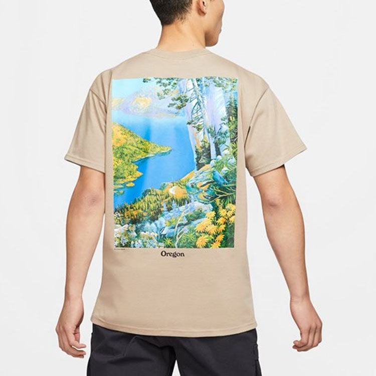 Nike ACG Crater Lake Sports Printing Pattern Round Neck Short Sleeve Khaki DA4878-247