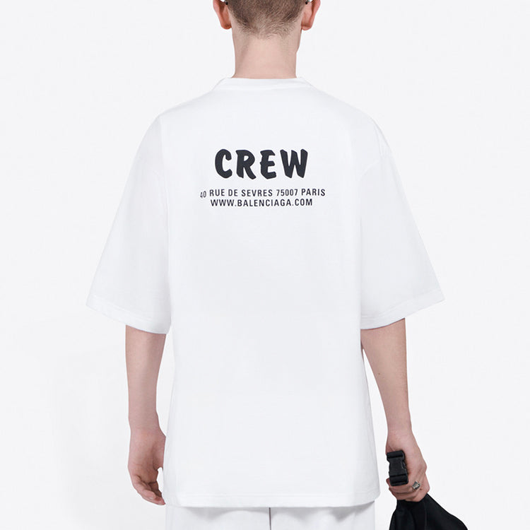 Men's Balenciaga Crew Alphabet Printing Short Sleeve White 620969TIV749040