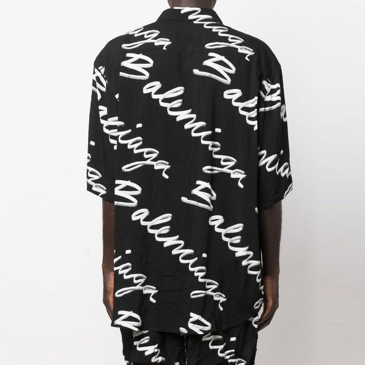 Balenciaga Scribble Logo Short Sleeve Minimal Shirt 'Black White' 681813TML131070
