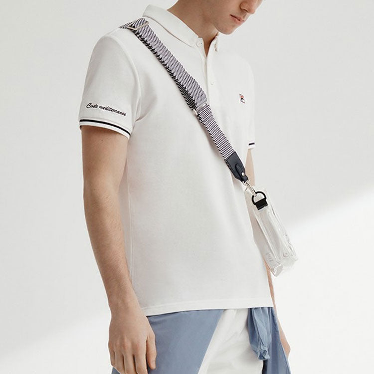 FILA Embroidery Logo Sports Short Sleeve Polo White F51M128114F-WT