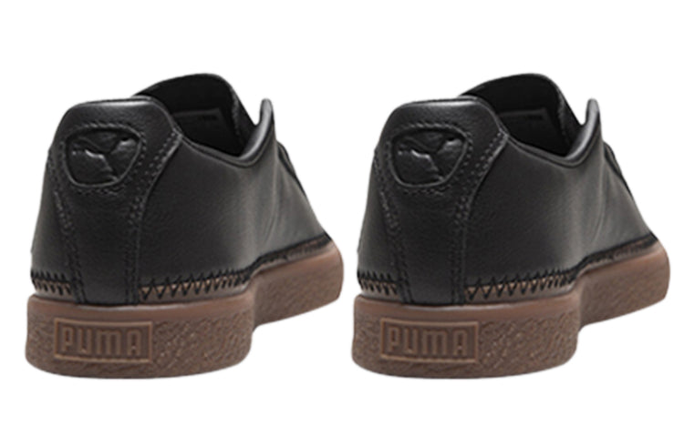 PUMA Unisex Basket Stitched Low-Top Sneakers Black/Brown 368387-03