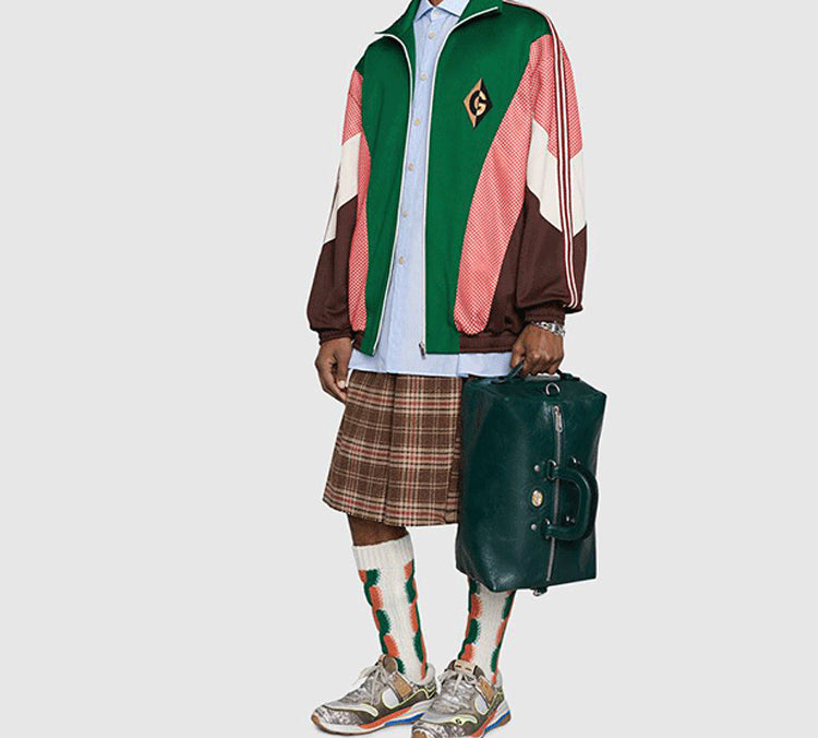 Gucci Patchwork Sportswear Jacket For Men Green Brown White 587372-XJBOJ-3103