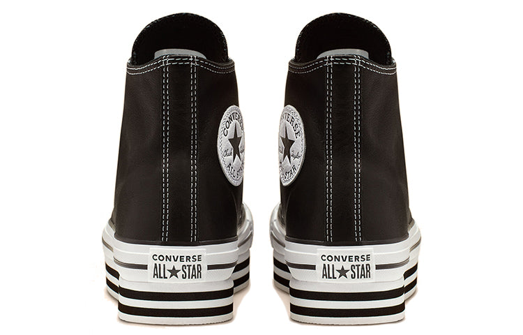 (WMNS) Converse Chuck Taylor All Star Platform High Top Leather Sponge Cake Sole Black White 565826C