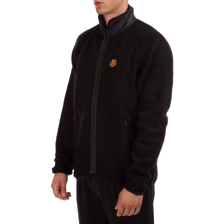 Men's KENZO Logo Embroidered Zipper Stand Collar Black FA65BL7604ML-99
