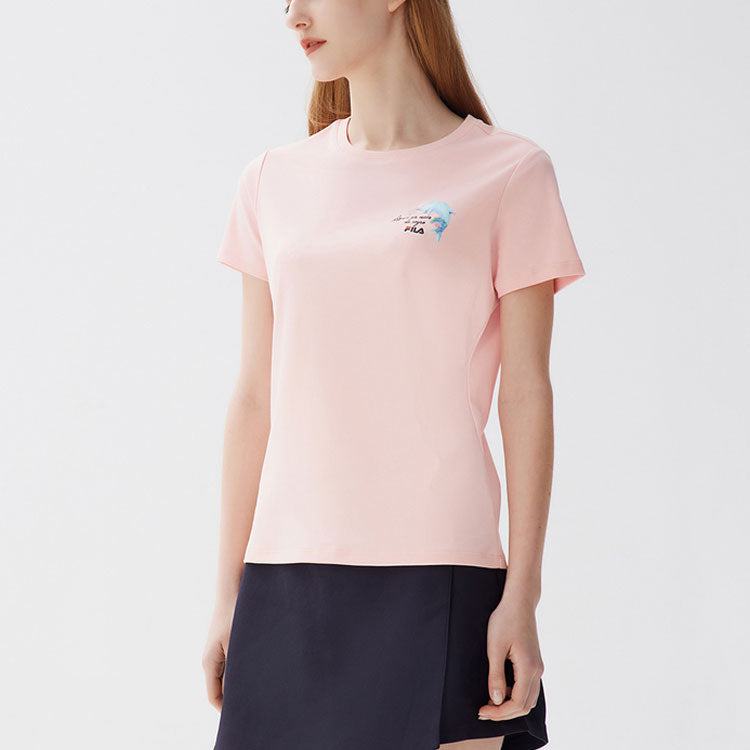 (WMNS) FILA Printing Round-neck Tee Pink F11W128106F-PK