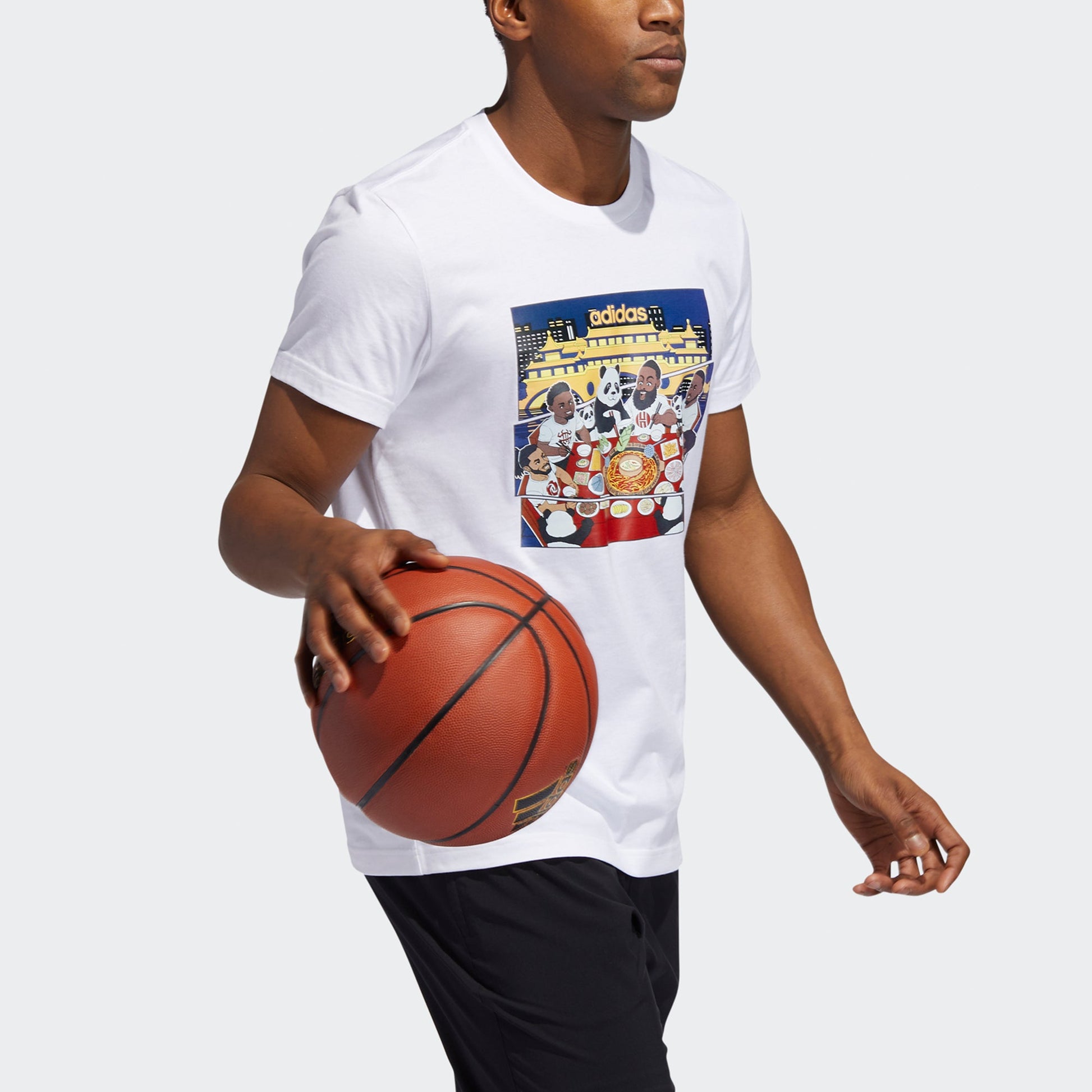 adidas Chengdu Tee Cartoon Printing Basketball Sports Short Sleeve White GE1062