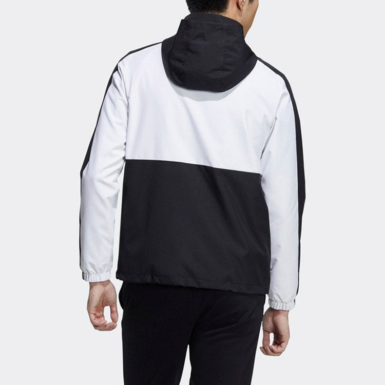 adidas neo M Basc Wb Contrasting Colors Printing Sports Jacket Black White H53022