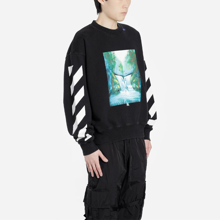 Men's Off-White Pullover Loose Printing Black OMBA035E19E300151088