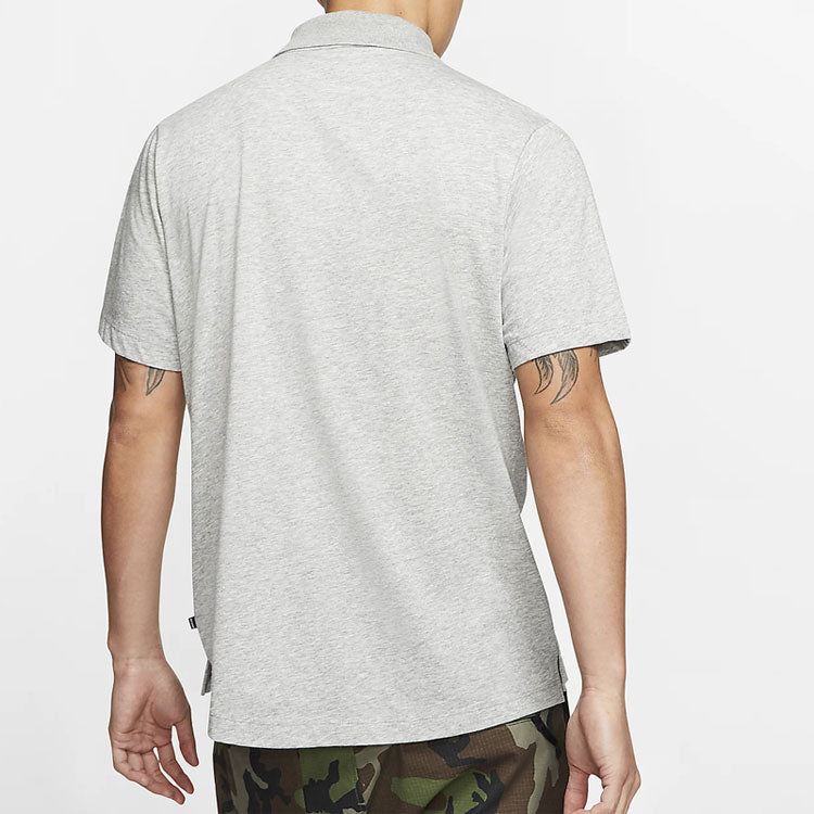 Nike SB Printing Pattern Skateboard Short Sleeve Polo Shirt Gray BV1031-063