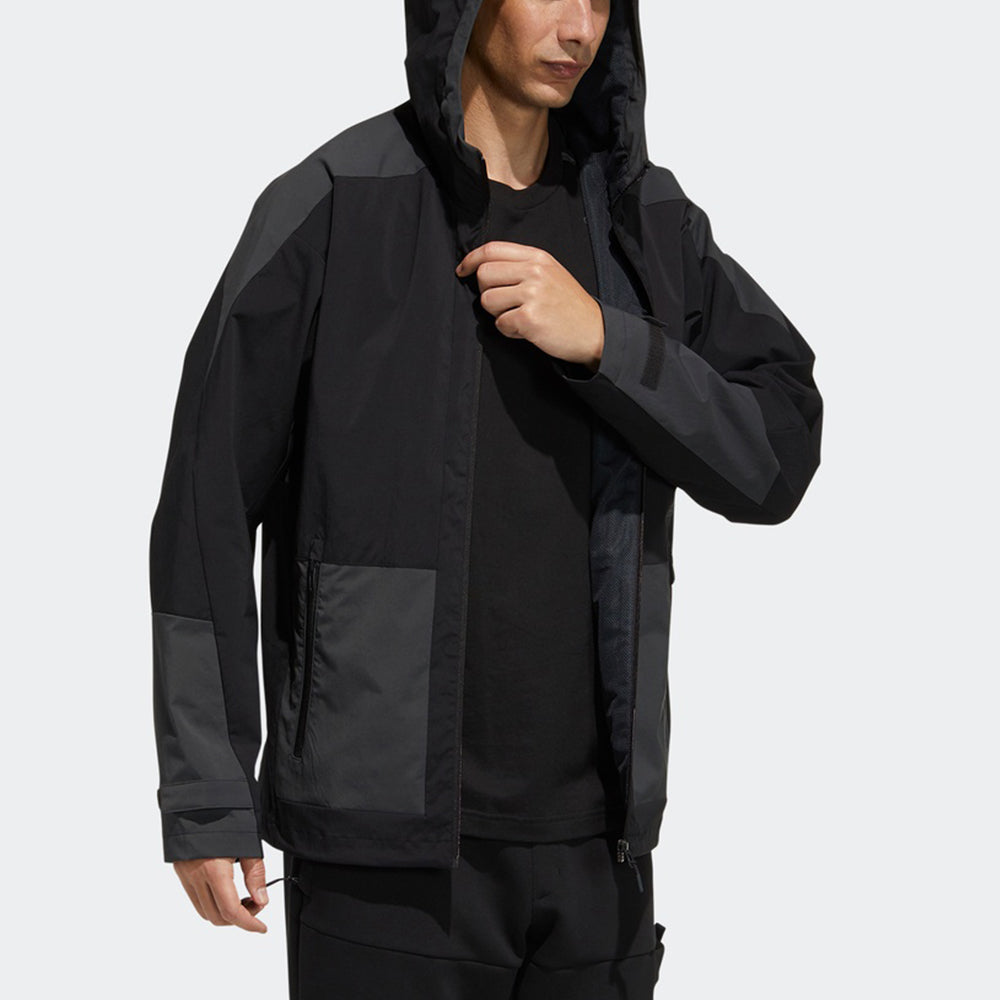 adidas Sports Training Woven Windproof hooded Logo Jacket Black H40220