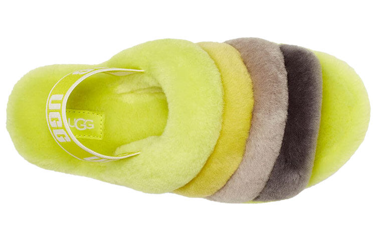 (WMNS) UGG Fluff Yeah Slide Thick Sole Shoe Yellow Gray 1095119-SLML