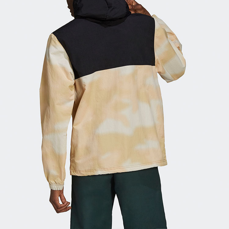 adidas originals Camo Windbreaker Sports Casual Camouflage Half-zip Jacket Men's Black/Brown GN1876