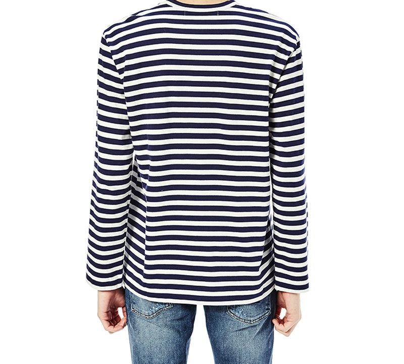 COMME des GARCONS PLAY Striped Double Logo Long Sleeves Tee 'Black White' AZ-T228-051-1