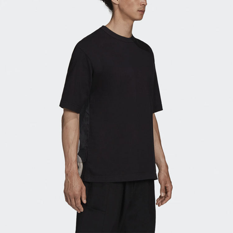 Men's Y-3 SS21 Rear Logo Printing Round Neck Short Sleeve Black T-Shirt GV6083