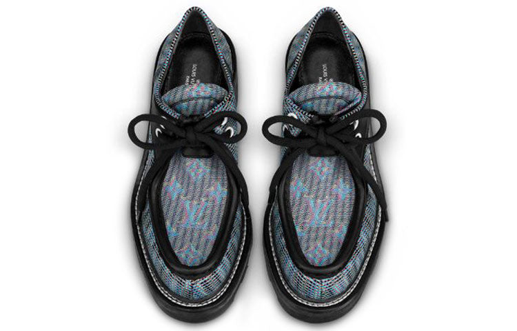 (WMNS) LOUIS VUITTON Beaubourg Platform Derby Shoes 'Blue Plaid Print' 1A5SP2