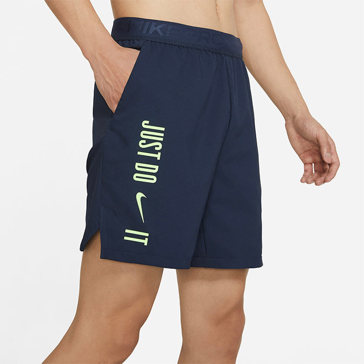 Nike Pro Dri-FIT Flex Vent Max Alphabet Printing Training Sports Shorts Obsidian Color Black DJ8999-453