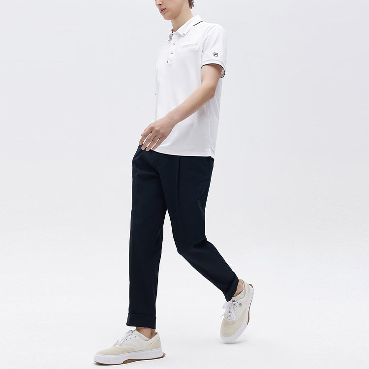 FILA Black Colorblock Logo Short Sleeve polo White F11M121120F-WT