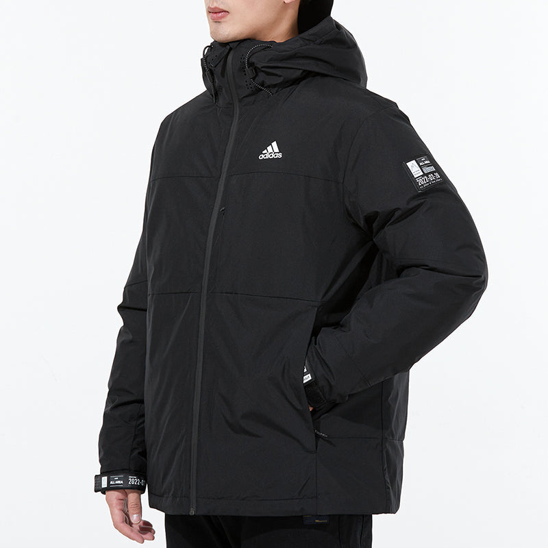 adidas Snw Down Jkt Drawstring hooded Casual Stay Warm Down Jacket Black H13869