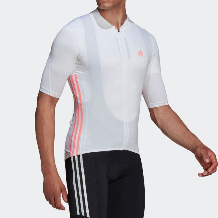 Men's adidas Logo Printing Stripe Zipper Half Sleeve White T-Shirt HB0534