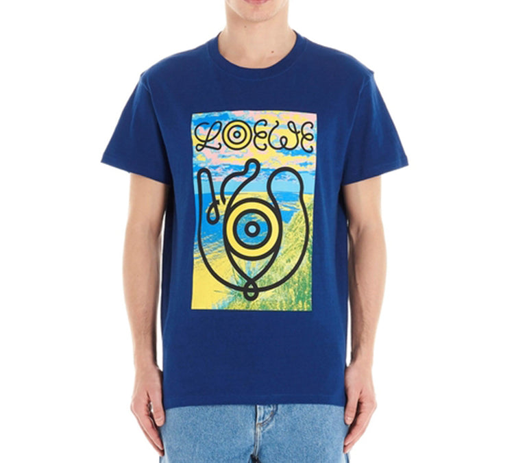 Men's LOEWE Eye Printing Short Sleeve Blue H6109822PC-5130