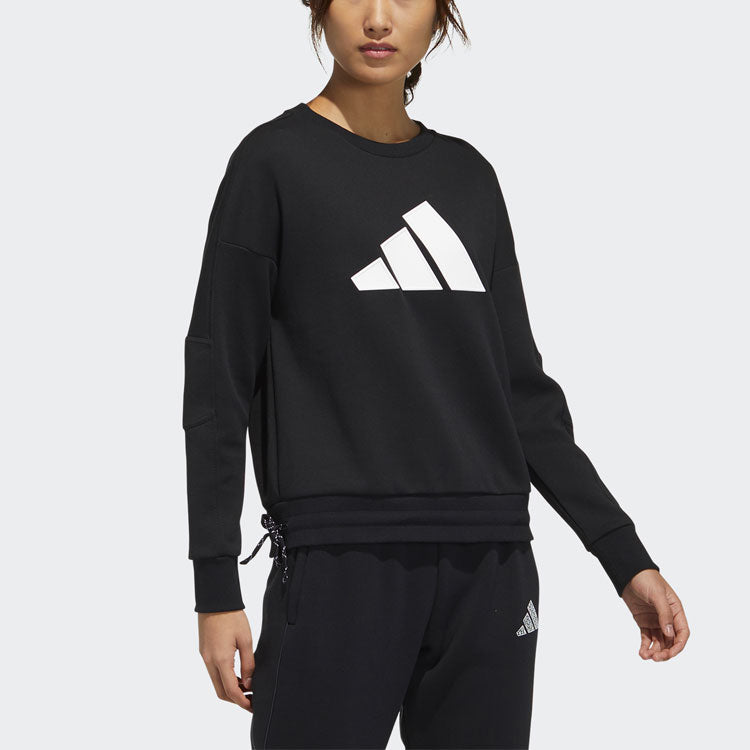 (WMNS) adidas Str Sweat Athleisure Casual Sports Printing Logo Round Neck Pullover Black Hoodie GP0718