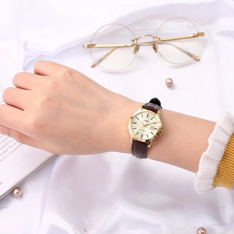 CASIO ENTICER&DRESS Series Vintage Waterproofes Yellow Couple Quartz Gold Analog MTP-V004GL-9A&LTP-V004GL-9A