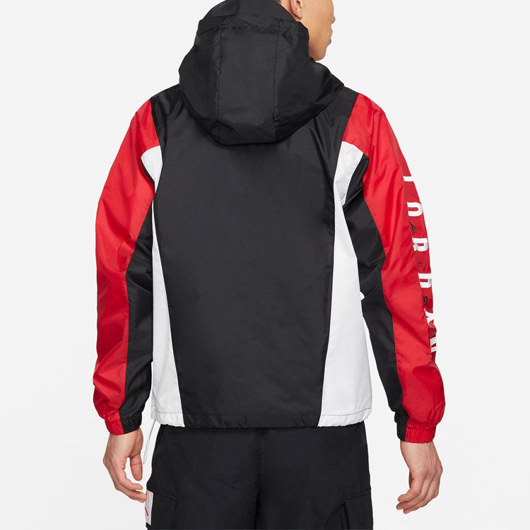 Men's Air Jordan Windproof Casual Sports Colorblock Hooded Training Logo Woven Jacket Autumn Black DQ8642-010