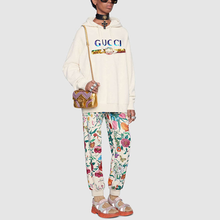 (WMNS) Gucci Sweatshirt With Sequin Logo 'Off White' 469251-XJASC-9480