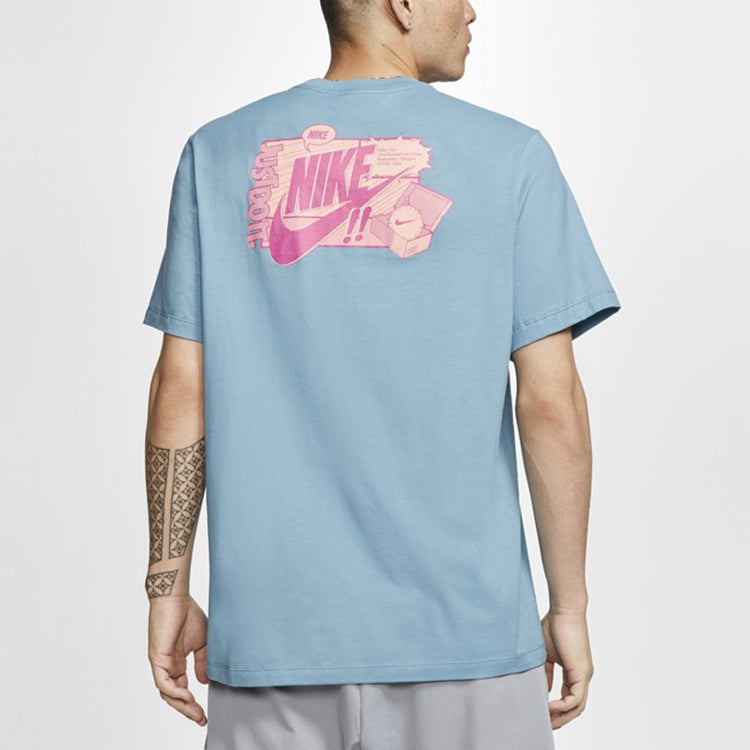 Nike As Men's Nike Sportswear Tee Shoe Box Printing Male Blue CT6869-424