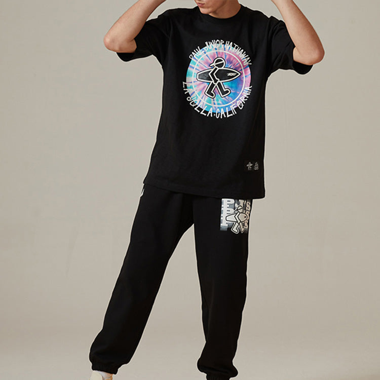 PJ's Vigor Multi-Color Pattern Printing Short Sleeve Unisex Black 20SSTS10202-P