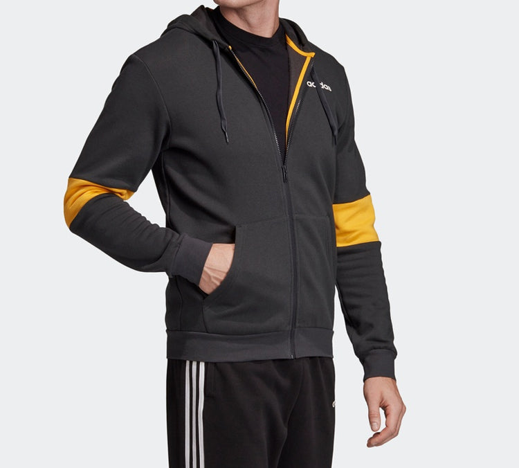 adidas Contrasting Colors Sleeve Training hooded Zipper Cardigan Black FJ6280