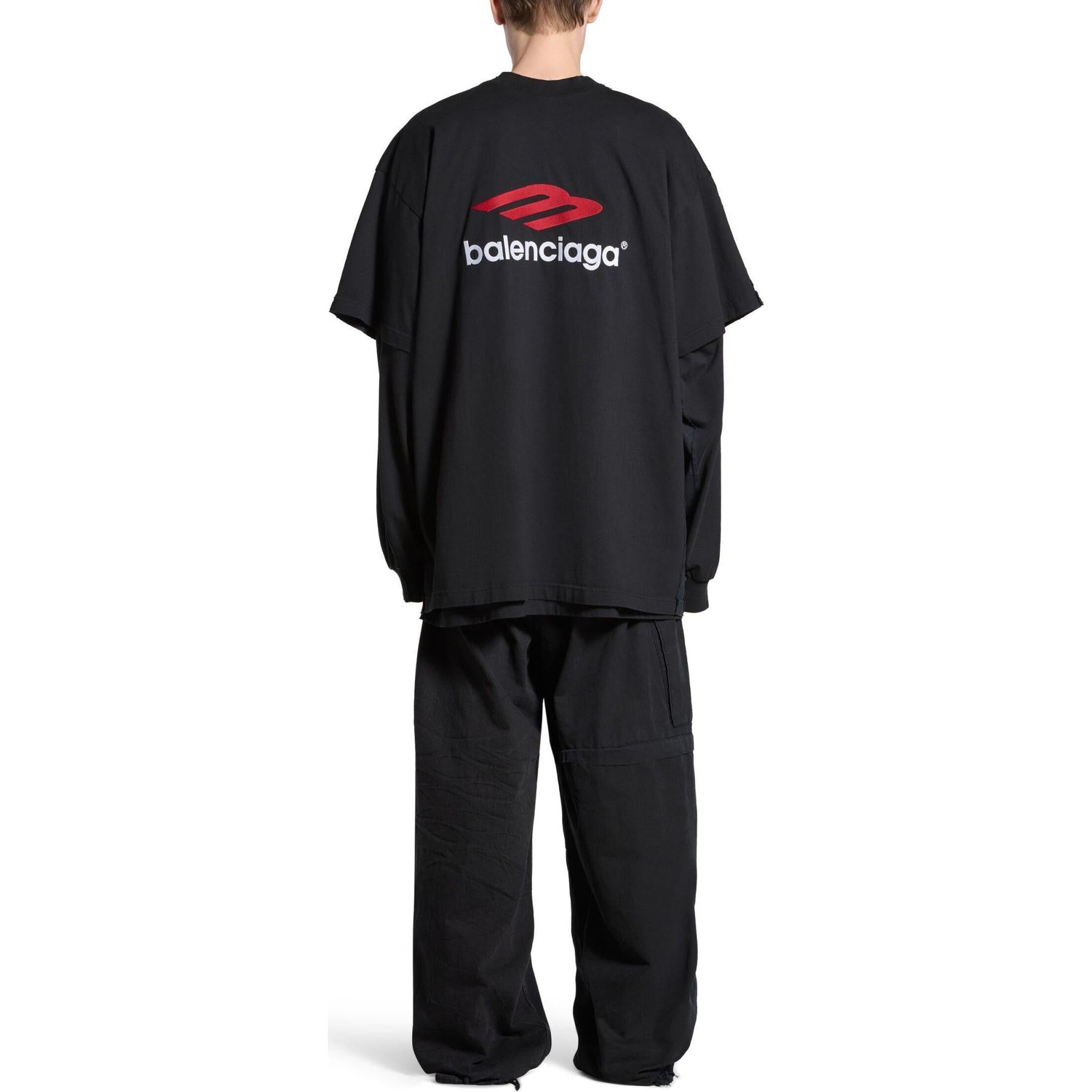 Balenciaga Double Front T-shirt 'Washed Black' 791615TQVQ61021