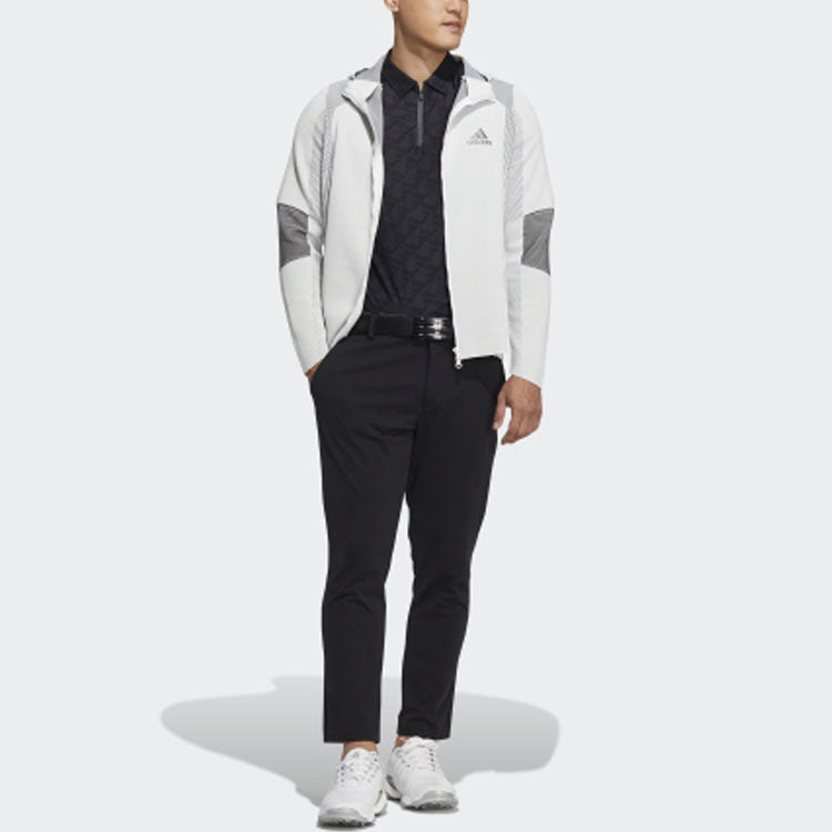 Men's adidas Logo Printing Solid Color Zipper Jacket White HB3592