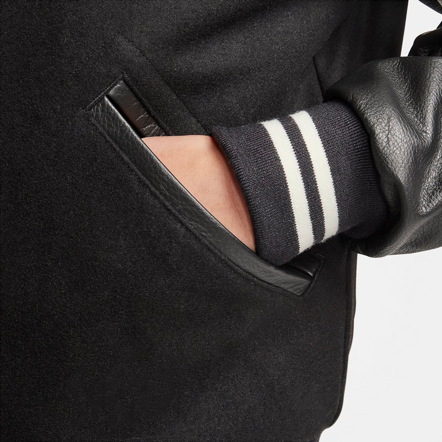 Nike Authenthics Varsity Jacket Asia Sizing 'Black White' FD7846-010