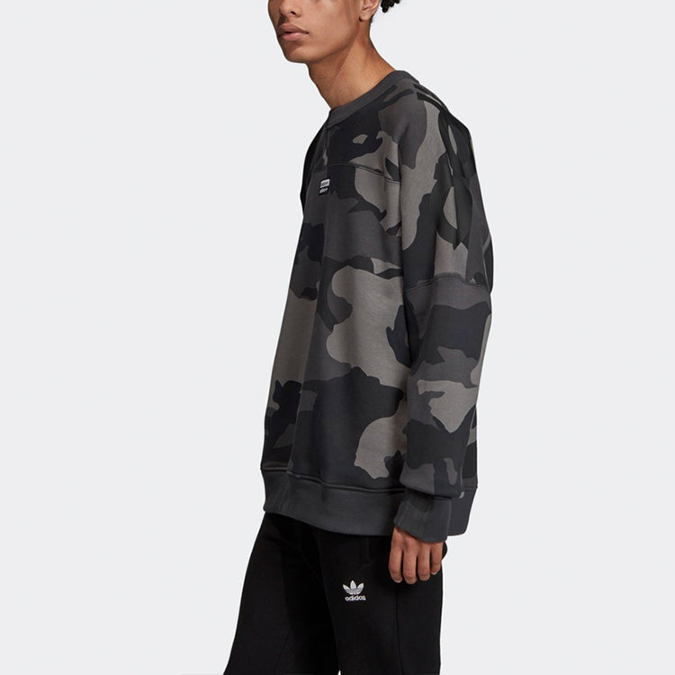 adidas originals R.Y.V. CAMO C Fleece Lined Stay Warm Casual Sports Pullover Gray ED7168