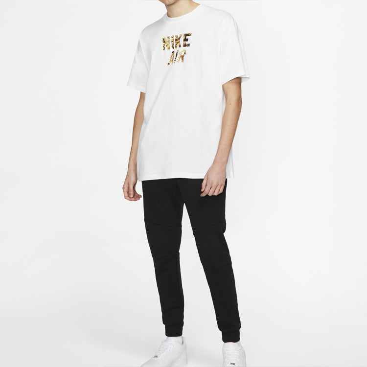 Men's Nike AF1 Round Neck Loose Casual Sports Short Sleeve White T-Shirt 'White Camo' CJ1783-100