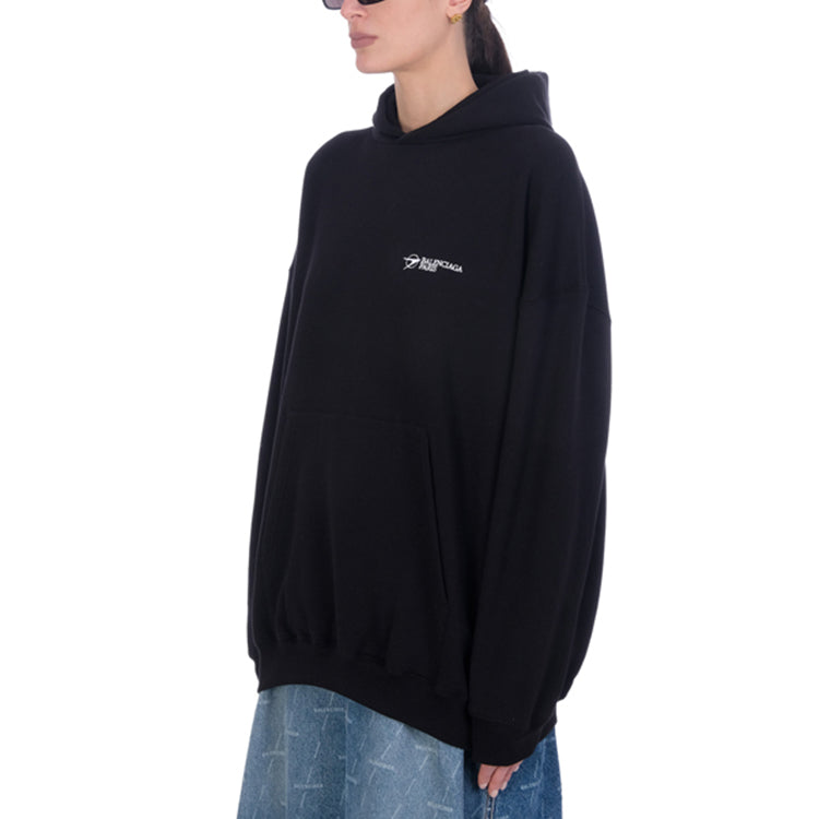 (WMNS) Balenciaga SS21 Logo otton Hoodie 'Black' 620947TKV871070