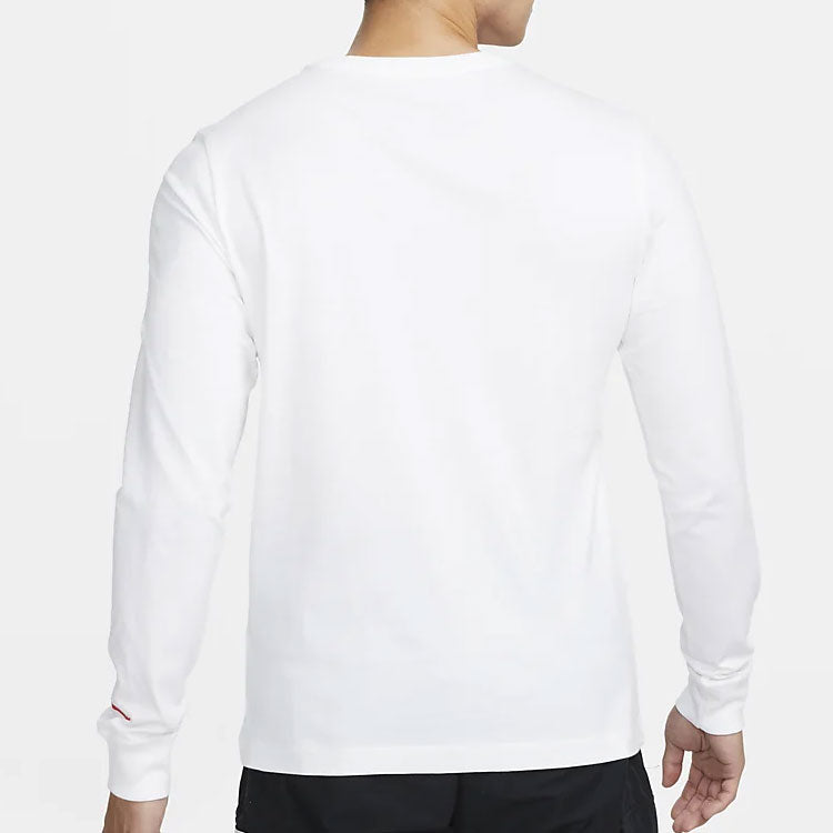 Men's Air Jordan Casual Sports Round Neck Alphabet Printing Long Sleeves White T-Shirt DC9794-100