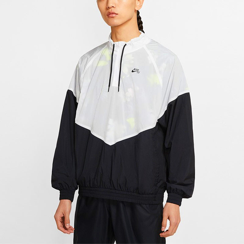 Nike SB Skateboard Splicing Half Zipper Long Sleeves Pullover Skateboard Sports Jacket Colorblock CI7106-010