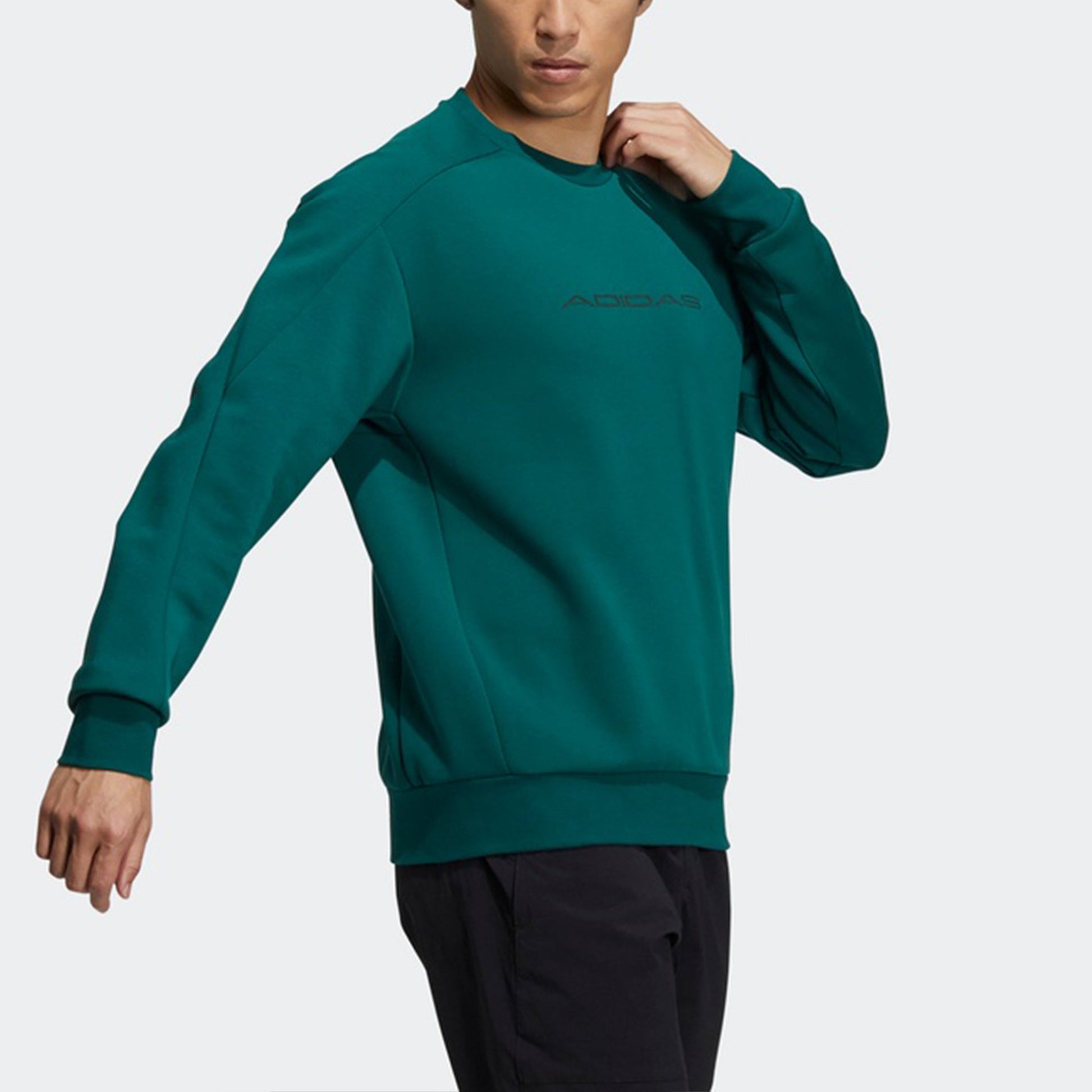 Men's adidas Th Eng Sweat Logo Printing Casual Sports Pullover Forest Green H39277