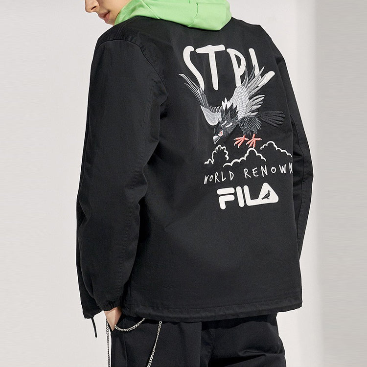 Men's FILA FUSION x Staple Crossover Logo Small Label Coach Jacket Black T11M114703F-BK