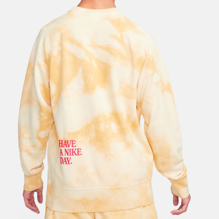 Men's Nike Sportswear Tie Dye Embroidered Daisy Round Neck Gold DM5011-777
