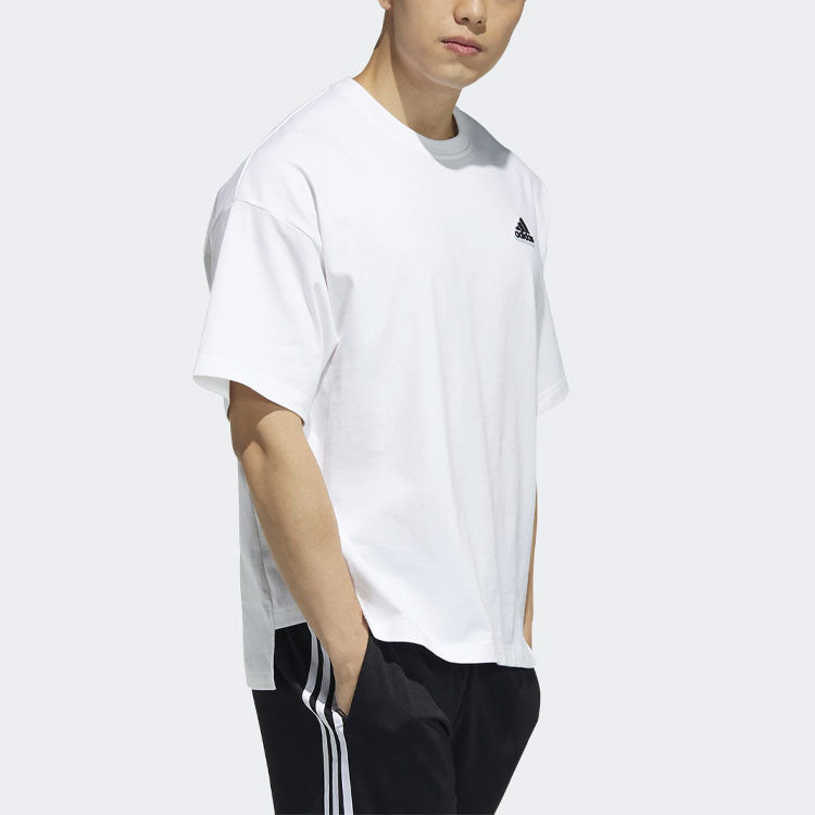 adidas Solid Color Round Neck Sports Short Sleeve White HA3646