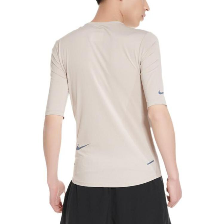Nike Numeric Printing Half Zipper Breathable Running Short Sleeve Khaki AQ6387-286