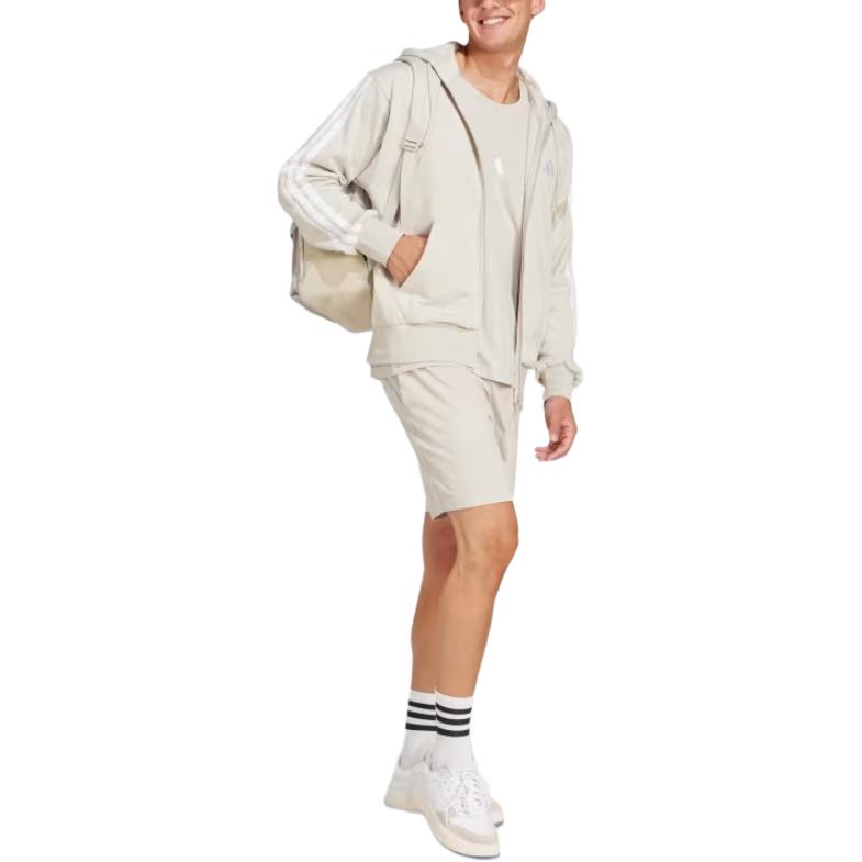 adidas Essentials 3-Stripes French Terry Full-Zip Jacket Asia Sizing 'Beige' JE6340