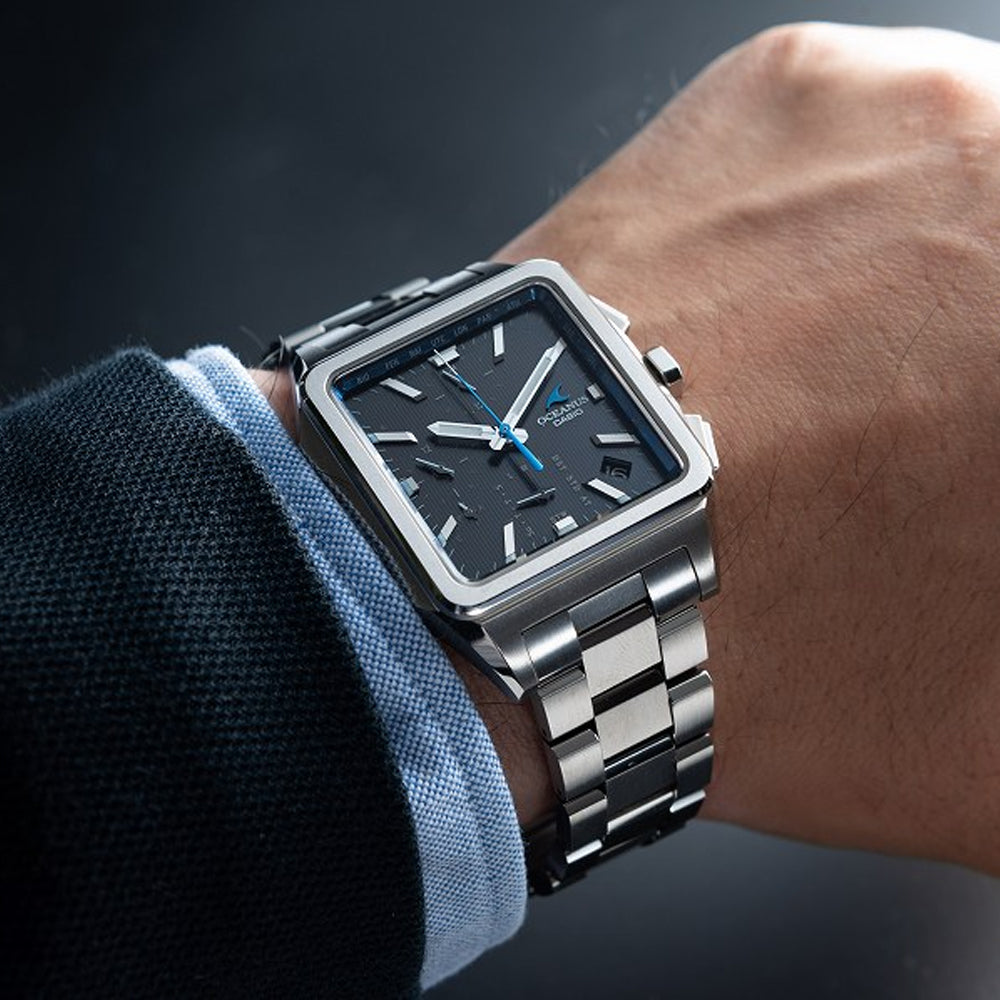 Casio Oceanus Classic Analog Watch 'Black Silver Blue' OCW-T5000-1AJF