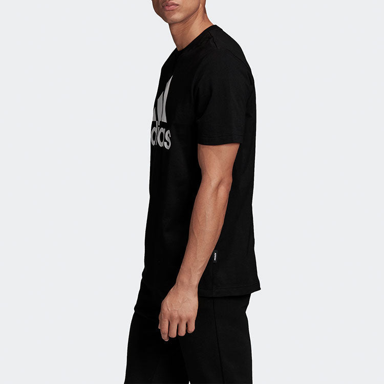 adidas Mh Bos Tee Contrasting Colors Large Logo Sports Round Neck Short Sleeve Black GC7346
