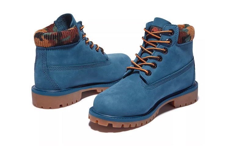 (GS) Timberland Premium 6 Inch Waterproof Boots 'Blue Suede Nubuck Camo' A2FNKBZ4